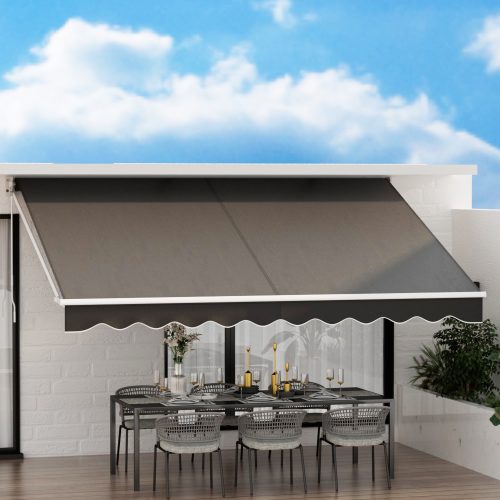 Retractable Folding Arm Awning Outdoor Awning Sunshade 4Mx2.5M Grey