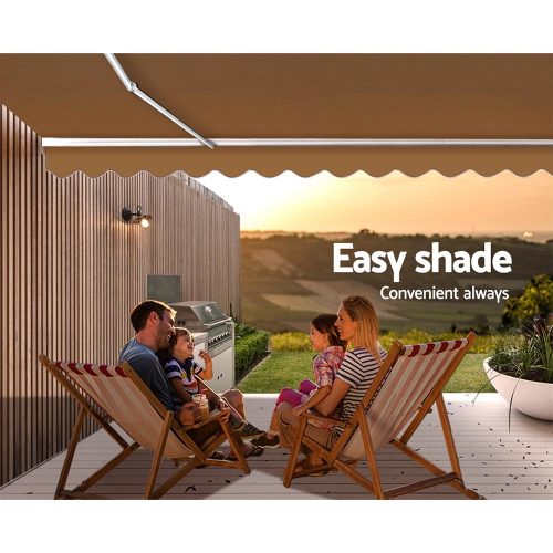 Retractable Folding Arm Awning Outdoor Awning Canopy 4Mx3M Beige