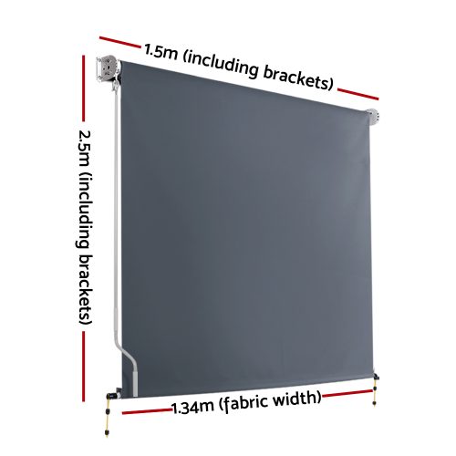 Outdoor Blind Privacy Screen Roll Down Awning Canopy Window 1.5X2.5M