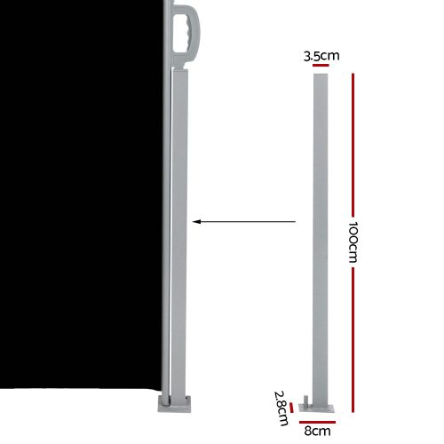 Side Awning Outdoor Blinds Sun Shade Retractable Screen 2X6M BK