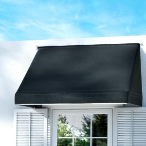 Window Door Awning 1.2mx0.6mx0.6m Black Polyester Fabric Steel Frame