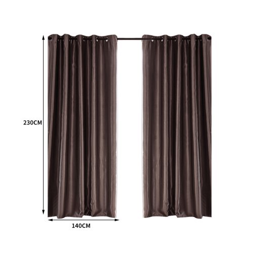 2X Blockout Curtains Blackout Curtain Bedroom Window Eyelet Taupe 140CM x 230CM
