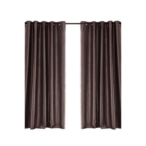 2X Blockout Curtains Blackout Curtain Bedroom Window Eyelet Taupe 140CM x 230CM