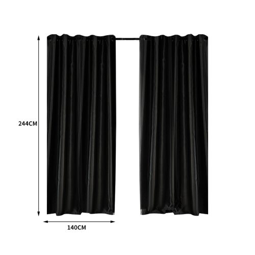 2X Blockout Curtains Blackout Curtain Bedroom Window Eyelet Black 140CM x 244CM