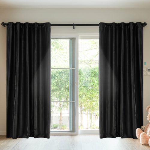 2X Blockout Curtains Blackout Curtain Window Eyelet Bedroom Black 132CM x 213CM