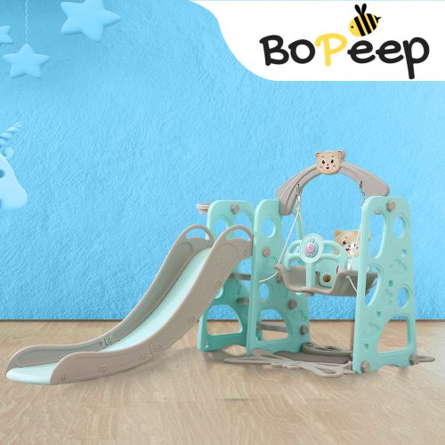 Kids Slide Swing Basketball Ring Activity Center Toddlers Play Set Blue