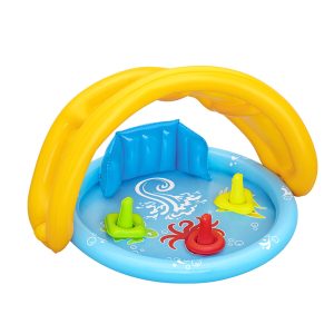 Kids Pool 115x89x76cm Inflatable Play Swimming Pools w/ Canopy 31L