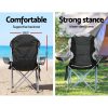 2X Folding Camping Chairs Arm Chair Portable Outdoor Beach Fishing BBQ