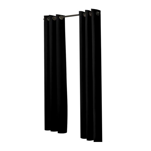 2x Blockout Curtains Panels 3 Layers Eyelet Room Darkening 132x213cm Black