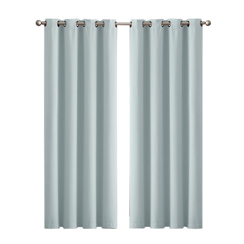 2x Blockout Curtains Panels 3 Layers Eyelet Room Darkening 140x230cm Green