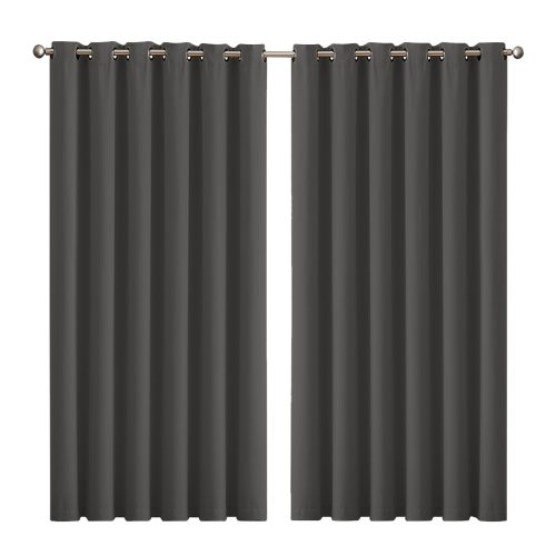 2x Blockout Curtains Panels 3 Layers Eyelet Room Darkening 240x230cm Charcoal
