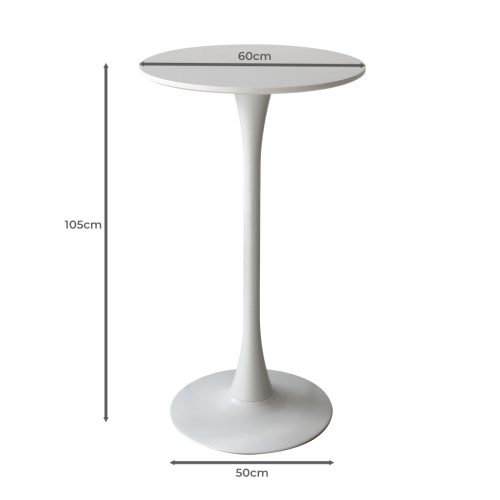 2x Bar Table Pub Tables Kitchen Marble Tulip Outdoor Round Metal White