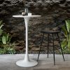 2x Bar Table Pub Tables Kitchen Marble Tulip Outdoor Round Metal White