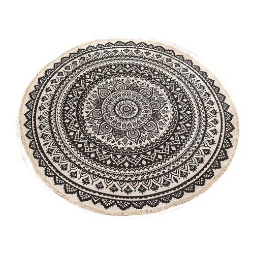 Carpet Soft Linen Bohemian Non-Slip Floor Retro Minimalist Round Rug Home Decor with Tassels