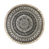 Black Carpet Soft Linen Bohemian Non-Slip Floor Retro Minimalist Round Rug Home Decor with Tassels