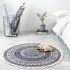 Black Carpet Soft Linen Bohemian Non-Slip Floor Retro Minimalist Round Rug Home Decor with Tassels