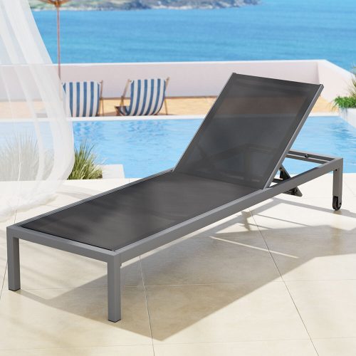 Sun Lounger Outdoor Lounge Chair Patio Furniture Aluminium Wheels Pool