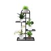 4 Tier 5 Pots Black Metal Plant Stand Flowerpot Display Shelf Rack Indoor Home Office Decor