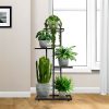 4 Tier 5 Pots Black Metal Plant Stand Flowerpot Display Shelf Rack Indoor Home Office Decor