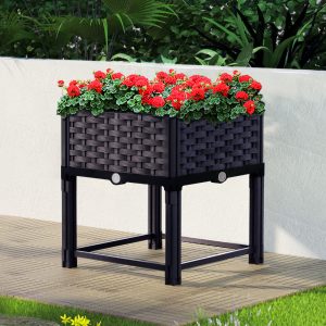 Garden Bed 40x40x23cm PP Planter Box Raised Container Growing Herb