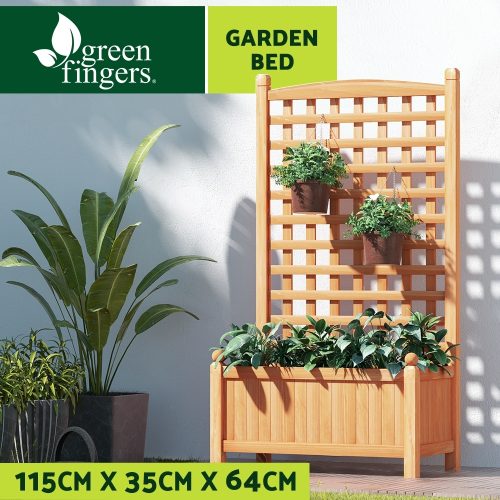 Garden Bed Wooden 64x35x115cm Planter Raised Box Container Trellis
