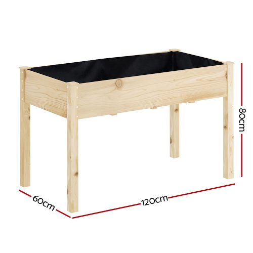 Garden Bed Elevated 120x60x80cm Wooden Planter Box Raised Container