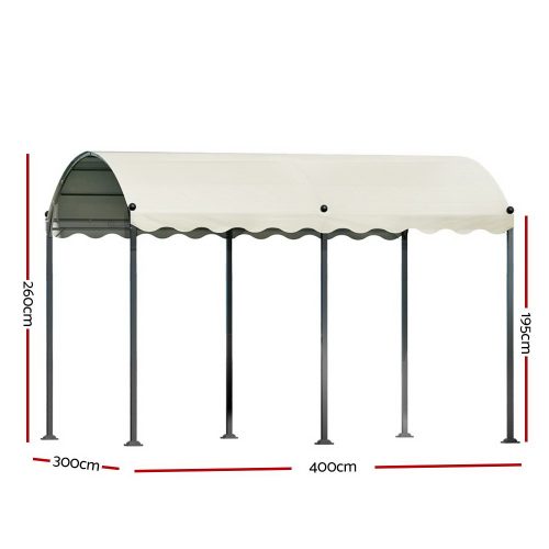 Gazebo Marquee 4x3m Outdoor Event Wedding Tent Camping Party Shade Iron Art Canopy Beige