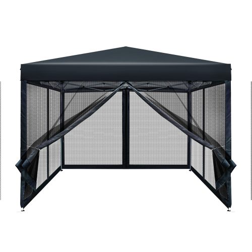 Gazebo Pop Up Marquee 3x3m Wedding Party Outdoor Camping Tent Canopy Shade Mesh Wall Black