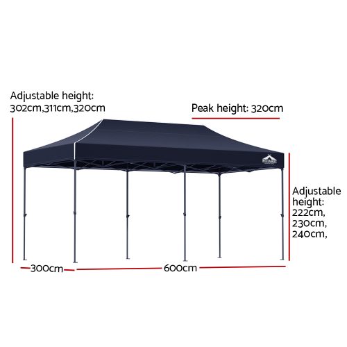 Gazebo Pop Up Marquee 3x6m Folding Tent Wedding Outdoor Camping Canopy Gazebos Shade Navy