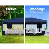 Gazebo 3x6m Marquee Wedding Party Tent Outdoor Camping Side Wall Canopy 6 Panel Blue