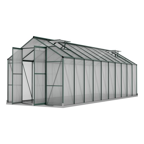 Greenhouse 6.3×2.44×2.1M Aluminium Polycarbonate Green House Garden Shed