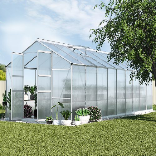 Greenhouse 5.1×2.5×2.26M Double Doors Aluminium Green House Garden Shed