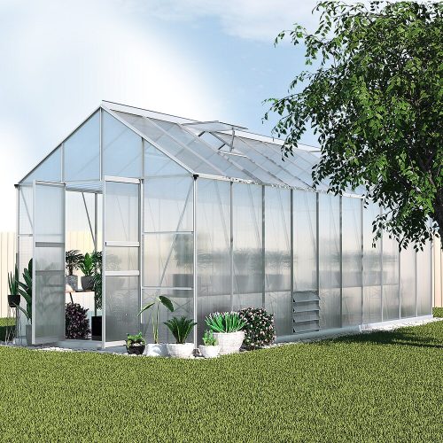 Greenhouse Aluminium Large Green House Garden Shed 6X2.4M