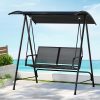 Outdoor Swing Chair Garden Bench 2 Seater Canopy Patio Furniture Black