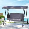 Outdoor Swing Chair Garden Bench Furniture Canopy 3 Seater Rattan Grey