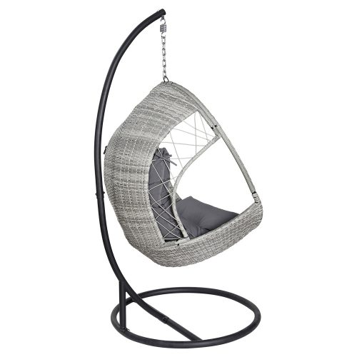 Outdoor Egg Swing Chair Wicker Furniture Pod Stand Armrest Light Grey