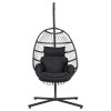 Outdoor Egg Swing Chair Wicker Rope Furniture Pod Stand Foldable Grey