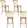 Aster Crossback Bar Stools Dining Chair Solid Birch Timber Rattan Seat – Oak