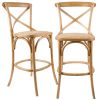 Aster Crossback Bar Stools Dining Chair Solid Birch Timber Rattan Seat – Oak