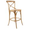 Aster Crossback Bar Stools Dining Chair Solid Birch Timber Rattan Seat – Oak