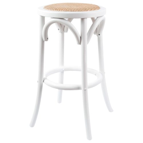 Aster Round Bar Stools Dining Stool Chair Solid Birch Timber Rattan Seat – Oak