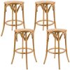 Aster Round Bar Stools Dining Stool Chair Solid Birch Timber Rattan Seat – Oak