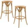 Aster Round Bar Stools Dining Stool Chair Solid Birch Timber Rattan Seat – Oak