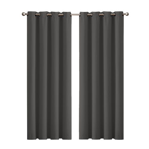 2x Blockout Curtains Panels 3 Layers Eyelet Room Darkening 240x230cm Taupe
