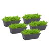 49.5cm Black Rectangular Planter Vegetable Herb Flower Outdoor Plastic Box with Holder Balcony Garden Decor Set of 2