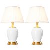 Ceramic Oval Table Lamp with Gold Metal Base Desk Lamp White