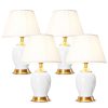 4X Ceramic Oval Table Lamp with Gold Metal Base Desk Lamp Green