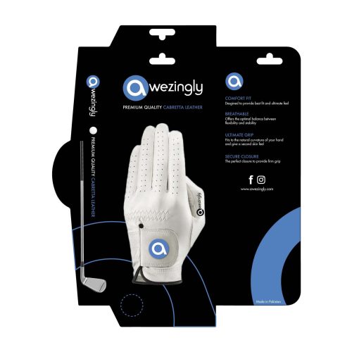 Premium Quality Cabretta Leather Golf Glove for Men – White (L)