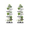 4 Tier 5 Pots Black Metal Plant Stand Flowerpot Display Shelf Rack Indoor Home Office Decor