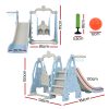 Kids Slide 170cm Extra Long Swing Basketball Hoop Toddlers PlaySet Blue